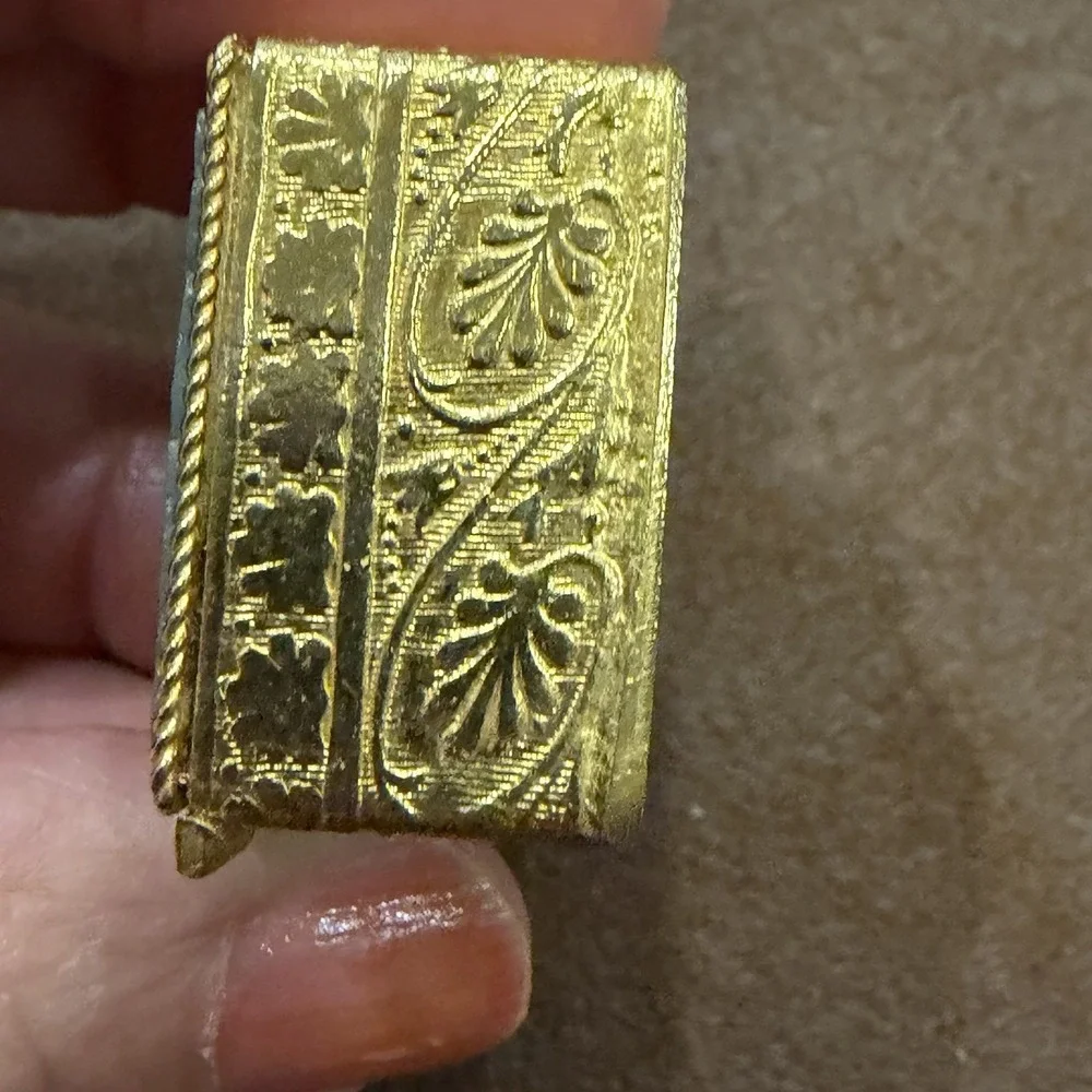 Vintage Italian Micro Mosaic Floral Trinket Pill Box Gold Tone Brass Italy